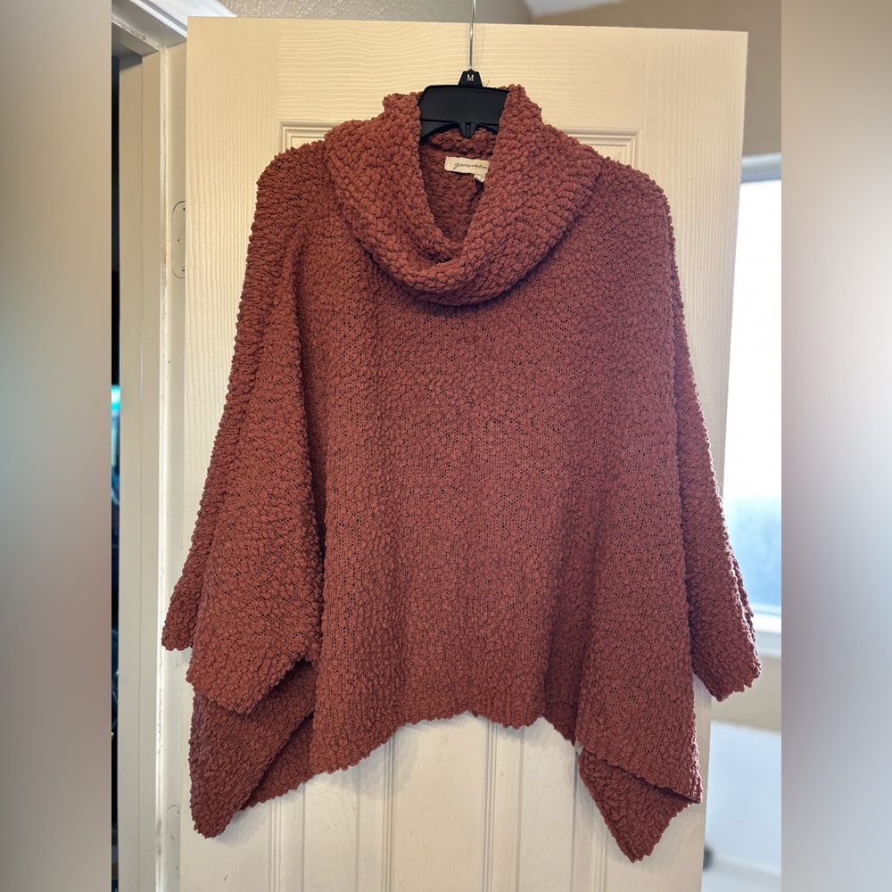 Cozy Women's Cowl Neck Sweater - Rust